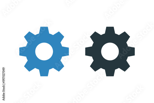 Two large cog icons illustrate technical configuration options in.