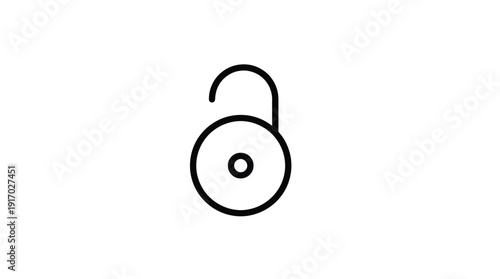 Simple black line drawing of an unlocked padlock on white background.