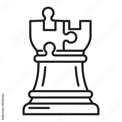 Chess rook piece combined with puzzle pieces, illustrating strategy, problem-solving, and complex thinking.