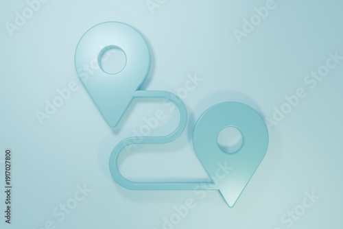 Blue Route location icon isolated on blue background. Map pointer sign. Concept of path or road. GPS navigator. Minimalism concept. 3D render illustration
