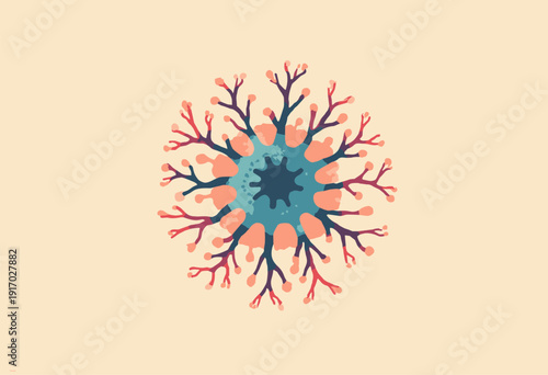 Dendritic Cell background Starshaped cell silhouette watermark center Light beige