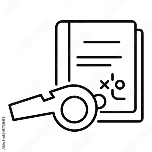Sports strategy board with whistle and tactical markings for coaching and planning