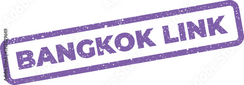 A rectangular purple grunge rubber stamp presents the text Bangkok Link for connectivity or networking themes