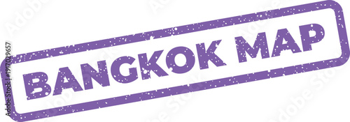 A rectangular purple grunge rubber stamp visual contains the text Bangkok Map for navigation or travel guides