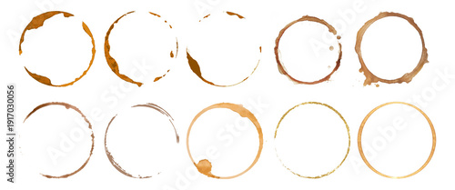 Quadro su tela Coffee stains set collection on white