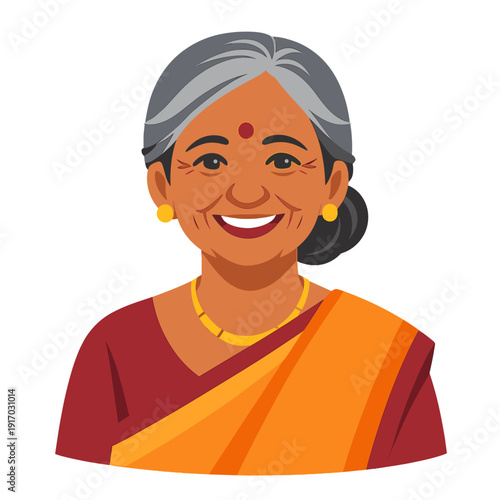 Portrait of a smiling 60‑year‑old Indian woman
