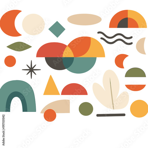 Mid-century abstract backgrounds are defined by vintage and retro hues, creating an enticing wallpaper pattern