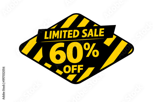 Limited sale: 60% off yellow and black caution warning stripes,  with alpha channel and isolated subject