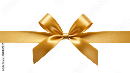Bild auf Leinwand Elegant gold ribbon bow on transparent background for gift decoration