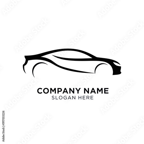 Black Car Logo Design Template Illustration.