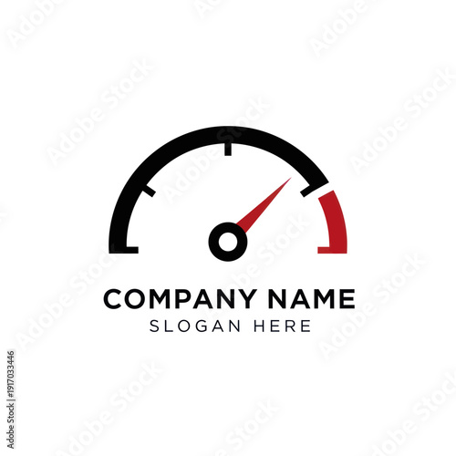 Speedometer Gauge with Red Needle Indicator.