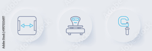Set line Micrometer, Scales and Area measurement icon. Vector