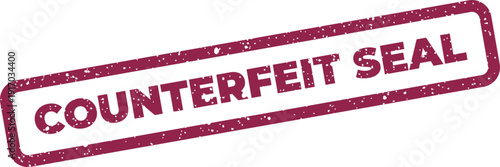 Authenticity warning stamp with a distressed texture, featuring the explicit message COUNTERFEIT SEAL