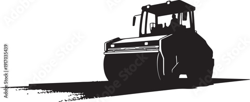 Black and white road roller machine construction machine