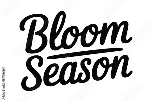 Stylized black lettering announces the joyful arrival of the blooming.