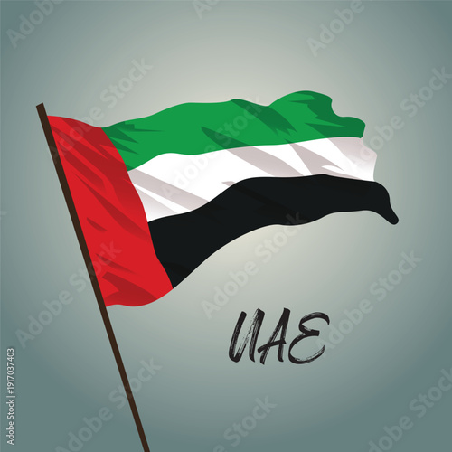 Uae wavy national flag vector illustration