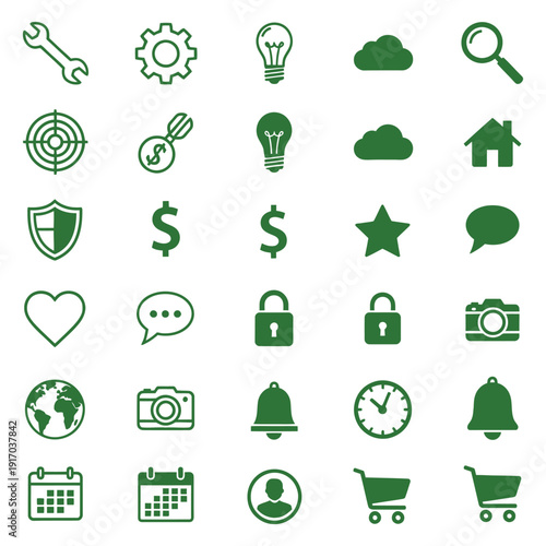 Green for business technology and communication on white background green business technology communication white background