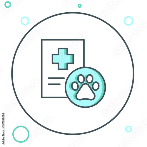 Line Clipboard with medical clinical record pet icon isolated on white background. Health insurance form. Medical check marks report. Colorful outline concept. Vector
