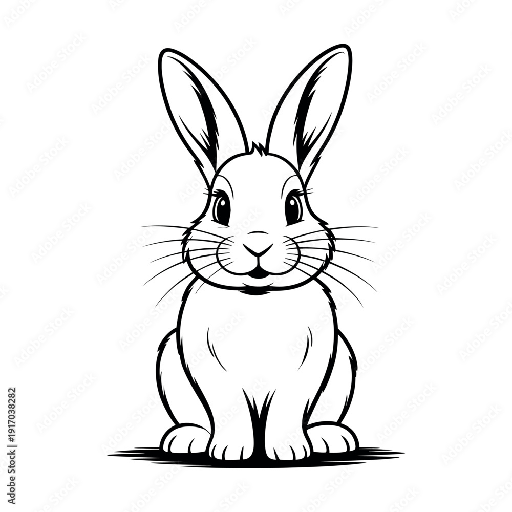 Obraz premium A cute cartoon rabbit sitting on a plain background