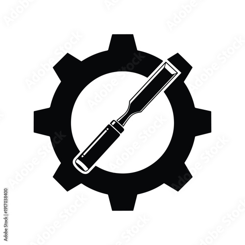 Gear with Paint Brush Service Icon Vector