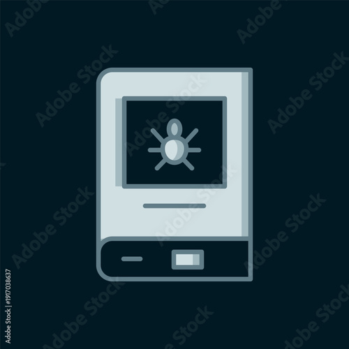 Line Book about insect icon isolated on black background. Flat filled outline style with shadow. Vector