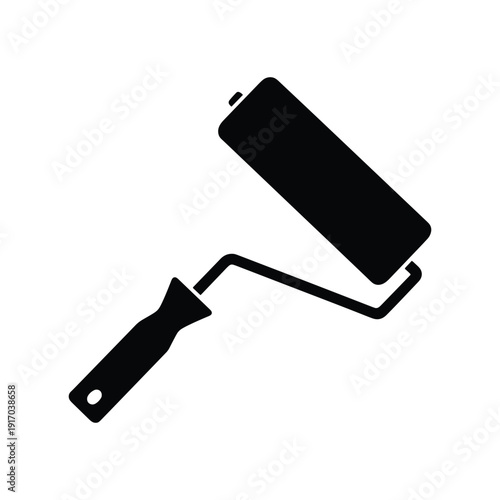 Paint Roller Tool Silhouette Icon Vector