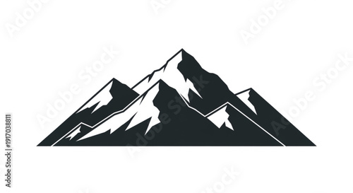 A minimalist vector graphic illustration of a mountain range in a flat design style