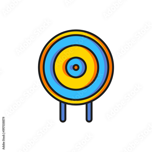 Color Target sport icon isolated on white background. Clean target with numbers for shooting range or shooting. Flat filled outline style with shadow. Vector