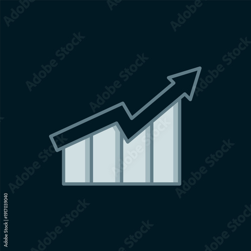 Line Financial growth increase icon isolated on black background. Increasing revenue. Flat filled outline style with shadow. Vector