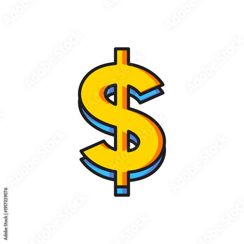 Color Dollar symbol icon isolated on white background. Cash and money, wealth, payment symbol. Casino gambling. Flat filled outline style with shadow. Vector