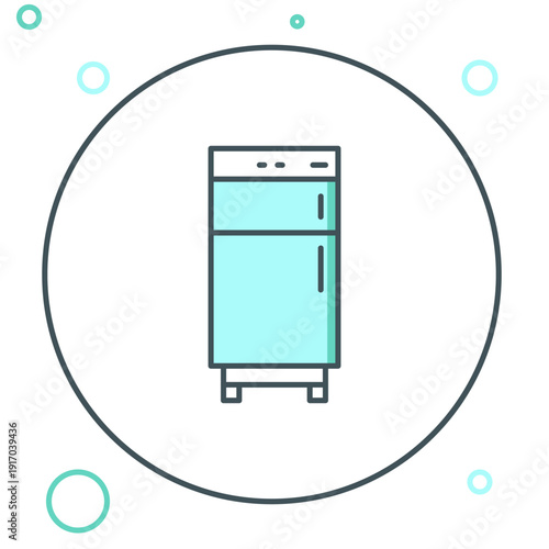 Line Refrigerator icon isolated on white background. Fridge freezer refrigerator. Household tech and appliances. Colorful outline concept. Vector
