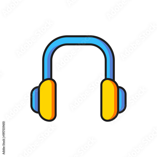 Color Winter headphones icon isolated on white background. Earmuffs sign. Flat filled outline style with shadow. Vector