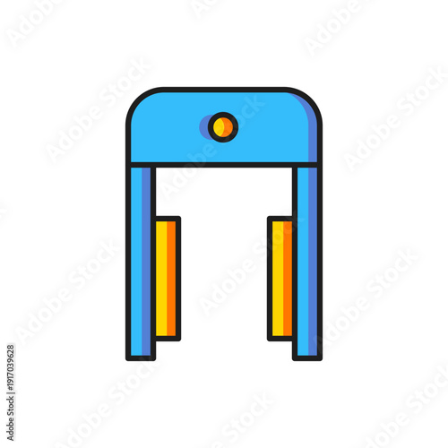 Color Metal detector in airport icon isolated on white background. Airport security guard on metal detector check point. Flat filled outline style with shadow. Vector