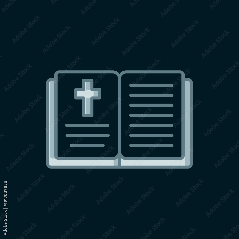 Obraz premium Line Holy bible book icon isolated on black background. Flat filled outline style with shadow. Vector