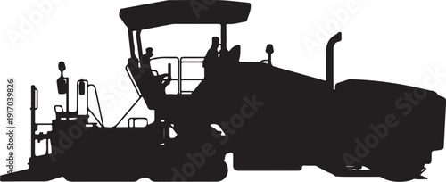 Black Silhouette of Road Construction Machinery equipment