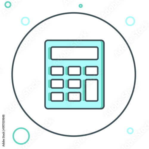 Line Calculator icon isolated on white background. Accounting symbol. Business calculations mathematics education and finance. Colorful outline concept. Vector
