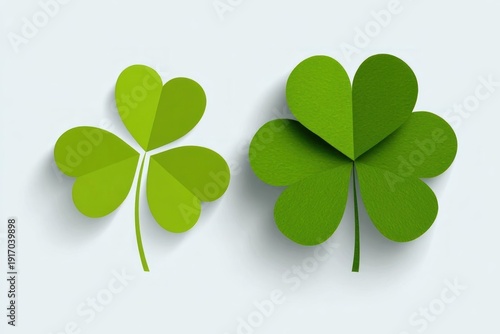 Wallpaper Mural Green Four Leaf Clover on White Background Torontodigital.ca