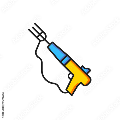 Color Fishing harpoon icon isolated on white background. Fishery manufacturers for catching fish under water. Diving underwater equipment. Flat filled outline style with shadow. Vector
