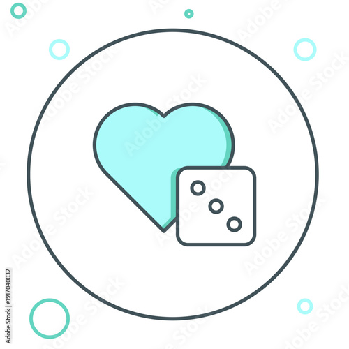 Line Game dice icon isolated on white background. Casino gambling. Colorful outline concept. Vector