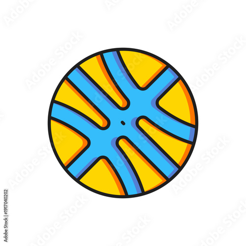 Color Basketball ball icon isolated on white background. Sport symbol. Flat filled outline style with shadow. Vector