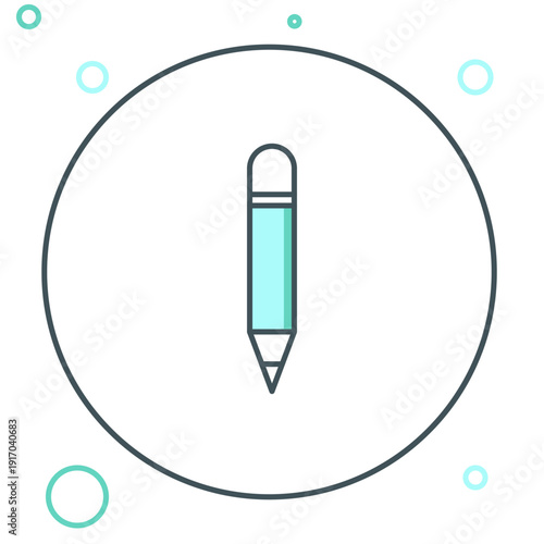 Line Pencil with eraser icon isolated on white background. Drawing and educational tools. School office symbol. Colorful outline concept. Vector