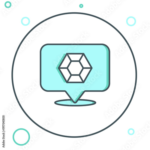 Line Gem stone icon isolated on white background. Jewelry symbol. Diamond. Colorful outline concept. Vector