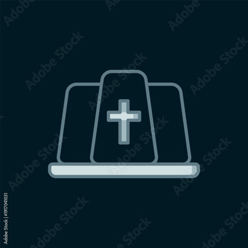Line Pope hat icon isolated on black background. Christian hat sign. Flat filled outline style with shadow. Vector