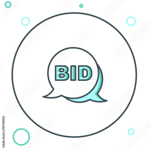Line Bid icon isolated on white background. Auction bidding. Sale and buyers. Colorful outline concept. Vector