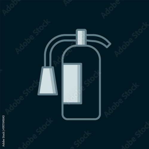 Line Fire extinguisher icon isolated on black background. Flat filled outline style with shadow. Vector