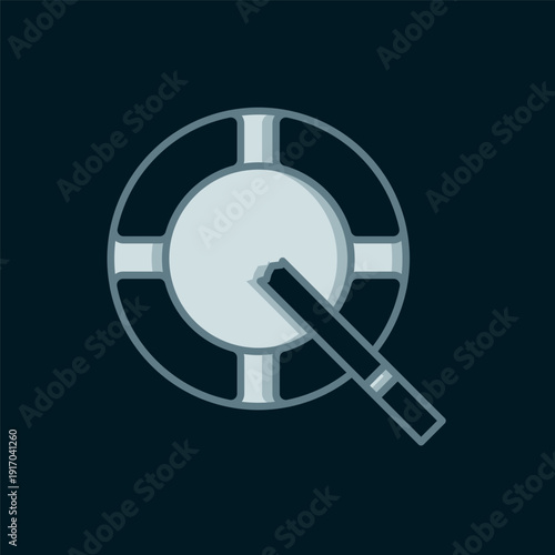 Line Ashtray with cigarette icon isolated on black background. Flat filled outline style with shadow. Vector
