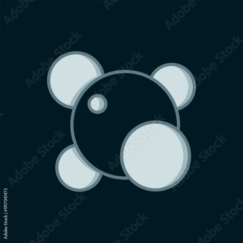 Line Molecule icon isolated on black background. Structure of molecules in chemistry, science teachers innovative educational poster. Flat filled outline style with shadow. Vector