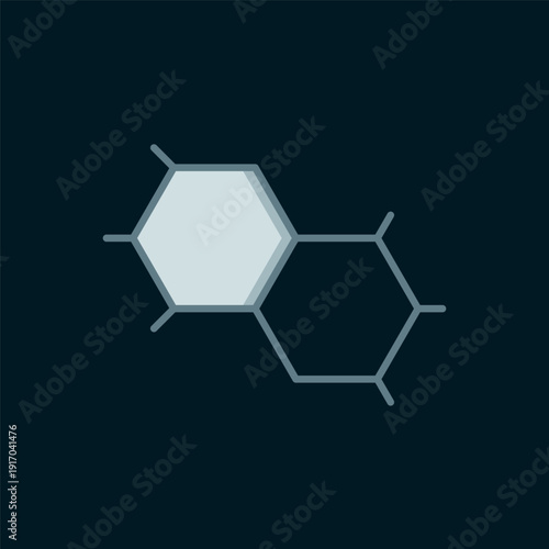 Line Chemical formula icon isolated on black background. Abstract hexagon for innovation medicine, health, research and science. Flat filled outline style with shadow. Vector