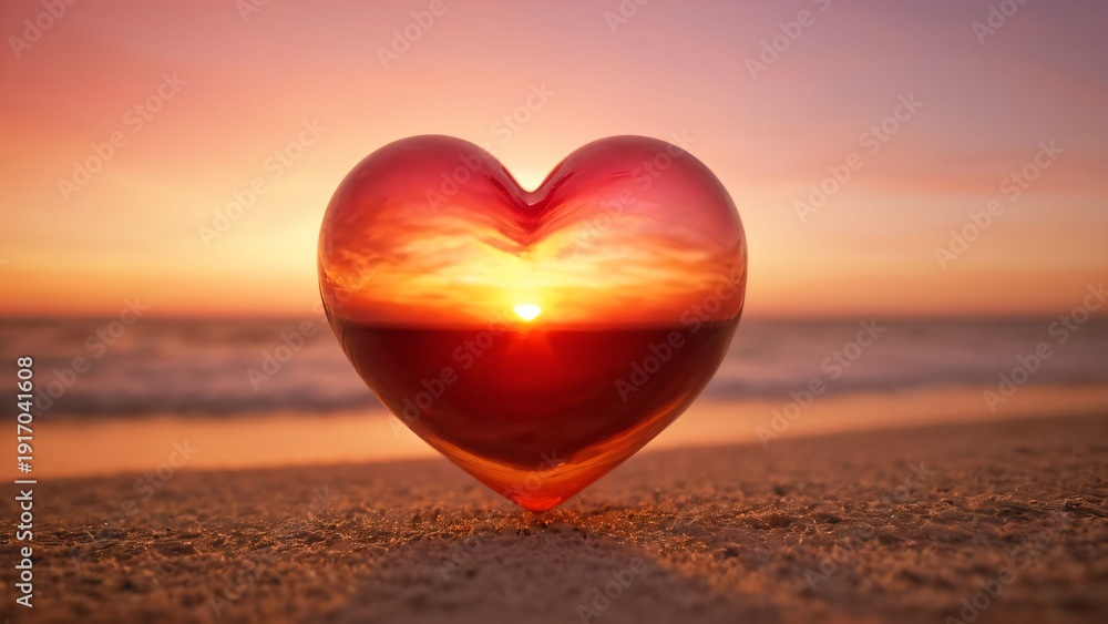 Fototapeta premium Heart at Ocean Sunset