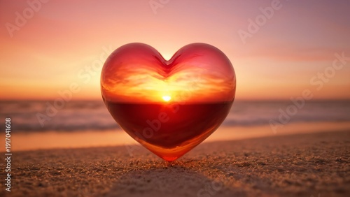 Heart at Ocean Sunset